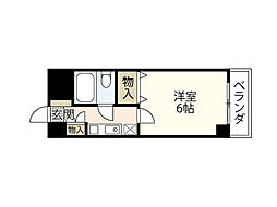 アクシス比治山 7階1Kの間取り