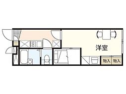 レオパレスコンフォート東野 2階1Kの間取り