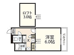 レオパレスジュネス　Ｍ　Ｋ 1階1Kの間取り