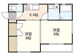 フローラ江波 2階2Kの間取り