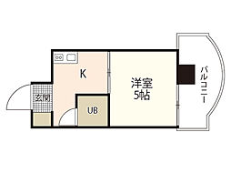 ハイネス江波 1Kの間取図画像