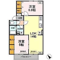 セジュールうえすぎ 2階2LDKの間取り