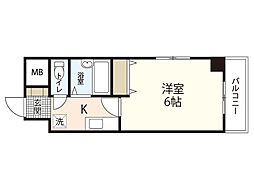 エスポアール楠木 2階1Kの間取り