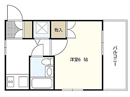 ダイアパレス平和通り 3階ワンルームの間取り