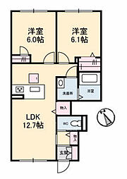 カーサ　フェリーチェ 1階2LDKの間取り