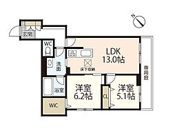 フィグ古江東町 3階2LDKの間取り