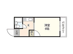 アトラス昭和町 3階1Kの間取り
