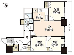 hitoto広島TheTower 12階3LDKの間取り