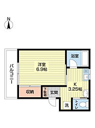 West.Village 2階1Kの間取り