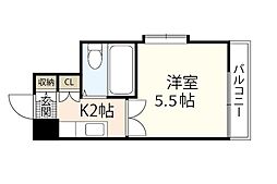 レジデンス天一 3階1Kの間取り