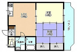 カルチェ田中 2階2LDKの間取り