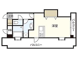 レンレン　ロイヤルガーデン 6階ワンルームの間取り