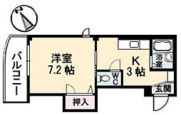 PASTORALE 2階1Kの間取り