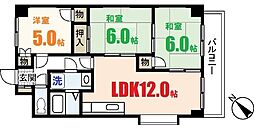 ビラバロンII 2階3LDKの間取り