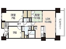 パークナード牛田本町ウエストウイング 15階2SLDKの間取り