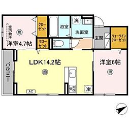 ボヌール祇園 3階2LDKの間取り