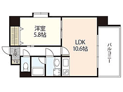MARIO TERRACE　平野町 6階1LDKの間取り