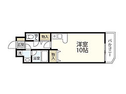 舟入FLATS 2階ワンルームの間取り