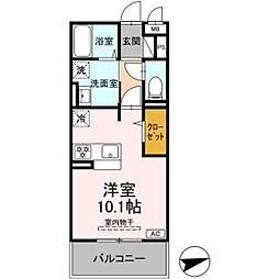 メゾングランレーヴ　A棟 2階ワンルームの間取り