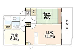 グリーンフィールド A棟 1階2LDKの間取り