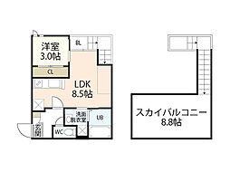 Grandtic JM 長束 2階1LDKの間取り