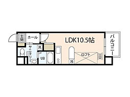 グランドポレストーネ東平塚 7階ワンルームの間取り