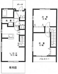シャレーミヤモトA棟 1階2LDKの間取り