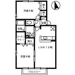 ヴィーブル石田 2階2LDKの間取り