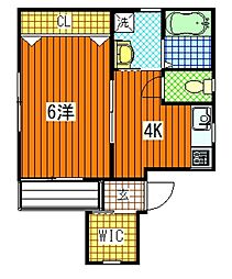 アイランドビル16 2階1Kの間取り