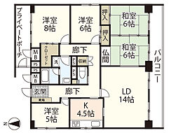 コンフォート宝町 10階5LDKの間取り