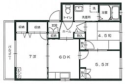 フィールドエッヂ　C棟 2階3DKの間取り