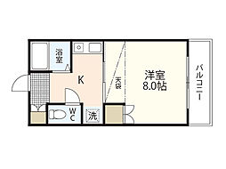 ヴィラソレイユ 1階1Kの間取り