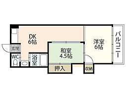 寺西ビル 4階2DKの間取り