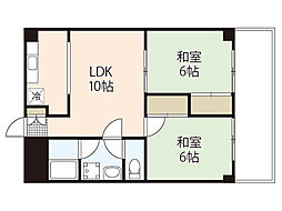 コーポ安古市 2LDKの間取図画像