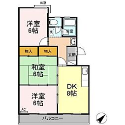 TSビル 2階3DKの間取り