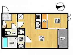 REGALEST 光南 2階1LDKの間取り