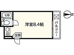 広島電鉄1系統 広大附属学校前駅 徒歩3分の賃貸マンション 5階ワンルームの間取り