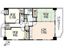 ハーモニー中須 2階3LDKの間取り