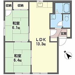 ビューハイム原田　Ａ棟 1階3DKの間取り