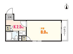 第14やたがいビル 2階1Kの間取り