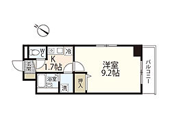 グランコート 2階1Kの間取り