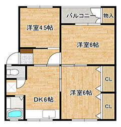杉山ビル 4階3DKの間取り