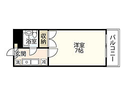 リバージュ山下 3階1Kの間取り