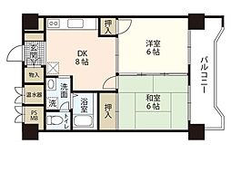 エフケイビル 6階2DKの間取り