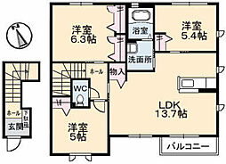 ウィンド　ハウス　A棟 2階3LDKの間取り