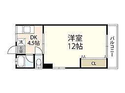 土手ビル（猫屋町） 3階1DKの間取り