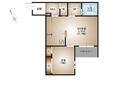 REGALEST-F 東観音 3階1LDKの間取り