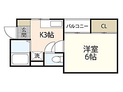 垣内ビル 1Kの間取図画像