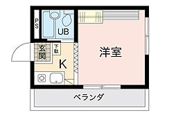 メゾン南観音 2階1Kの間取り