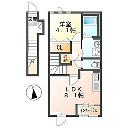 チコカメヤマ 2階1LDKの間取り